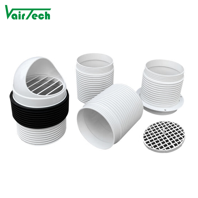 Through Wall Abs Plastic Ventilation Pipe Wall Mounted Splice Type Air Ventilator Winding Duct