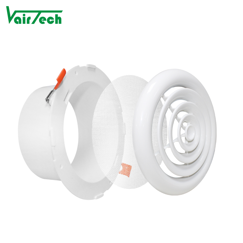 Hvac System Round Plastic Air Vent Grille Cover Air Conditioning Diffuser White Disc Air Valve