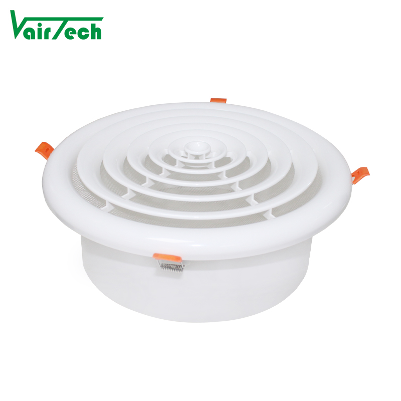 Hvac System Round Plastic Air Vent Grille Cover Air Conditioning Diffuser White Disc Air Valve