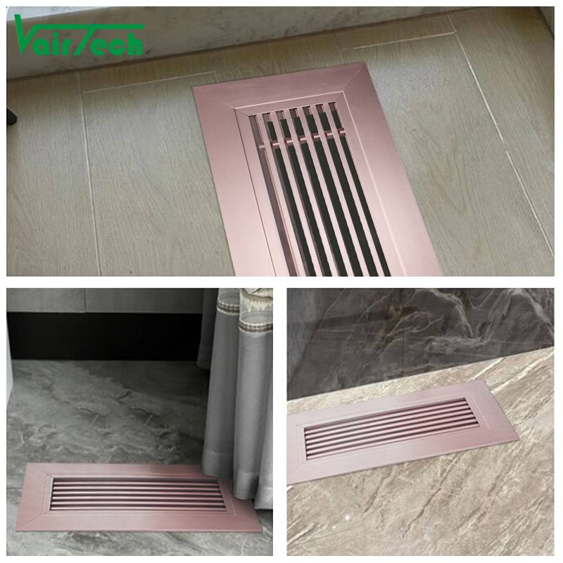 Hvac Decorative Rose Gold Floor Grille High Strength Aluminum Return Air Grilles