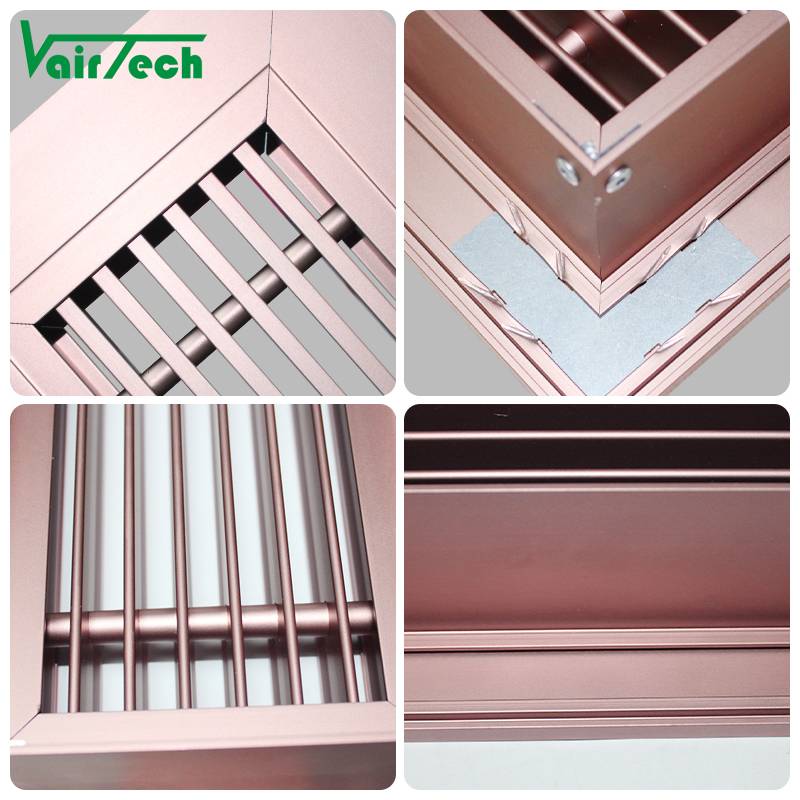 Hvac Decorative Rose Gold Floor Grille High Strength Aluminum Return Air Grilles