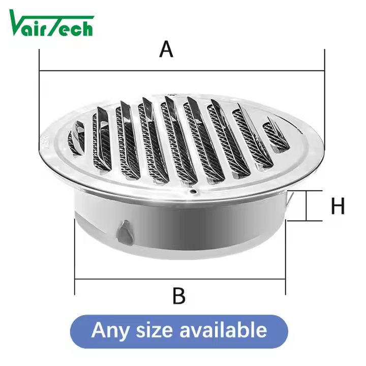 201/304 Stainless Steel Air Vent Ceiling Wall Mounted Ventilation Hood For Kitchen