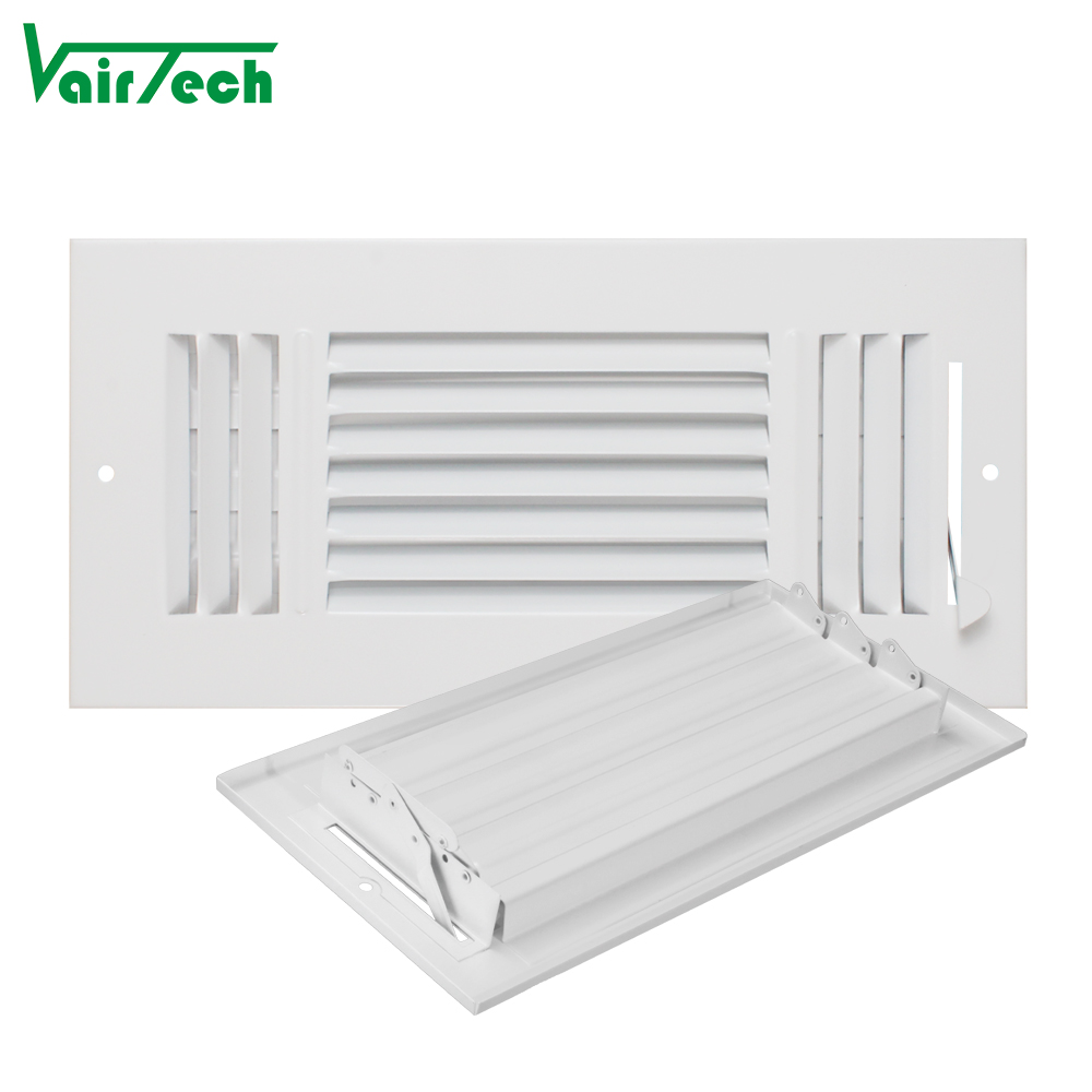 Hvac Adjustable Three Way Air Register Air Conditioner Steel Air Vent Cover for Wall or Ceiling