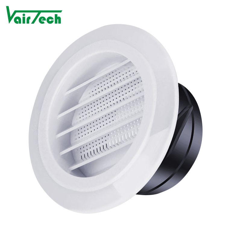 Plastic Round Fresh Air Louver Wall Duct Air Vent With Filter for Bathroom