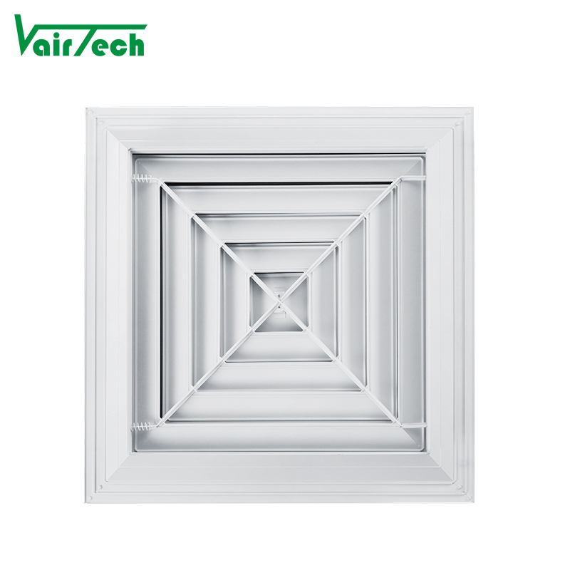 Hvac Ceiling Air Diffuser Detachable Square Diffuser 4 Way Square Register