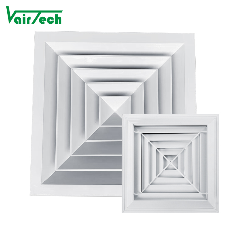 Hvac Ceiling Air Diffuser Detachable Square Diffuser 4 Way Square Register