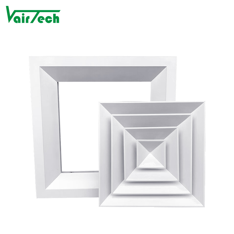 Hvac Ceiling Air Diffuser Detachable Square Diffuser 4 Way Square Register