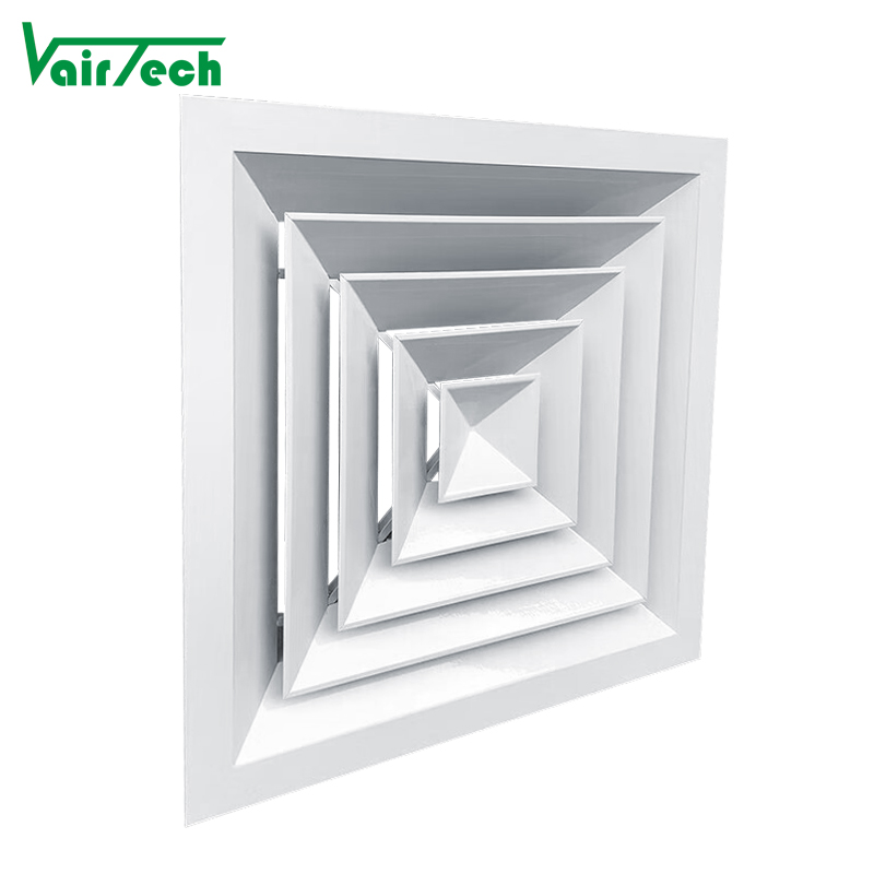 Hvac Ceiling Air Diffuser Detachable Square Diffuser 4 Way Square Register