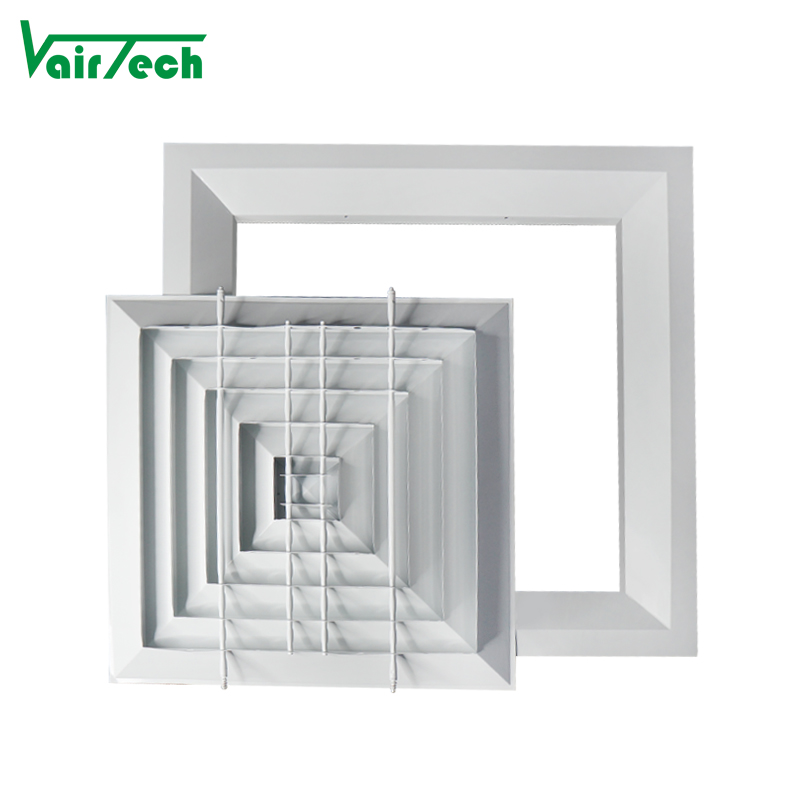 Factory Price Air Conditioning Aluminum 4 Way Air Diffuser square Ceiling Air Diffuser For Hvac