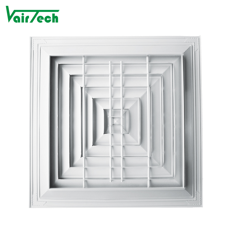 Factory Price Air Conditioning Aluminum 4 Way Air Diffuser square Ceiling Air Diffuser For Hvac
