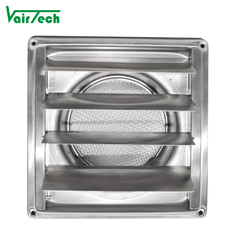 Stainless Steel Louver Vent Cover with Gravity Flaps Rainproof HVAC Exhaust Hood for Outdoor Air Conditioning & Ventilation