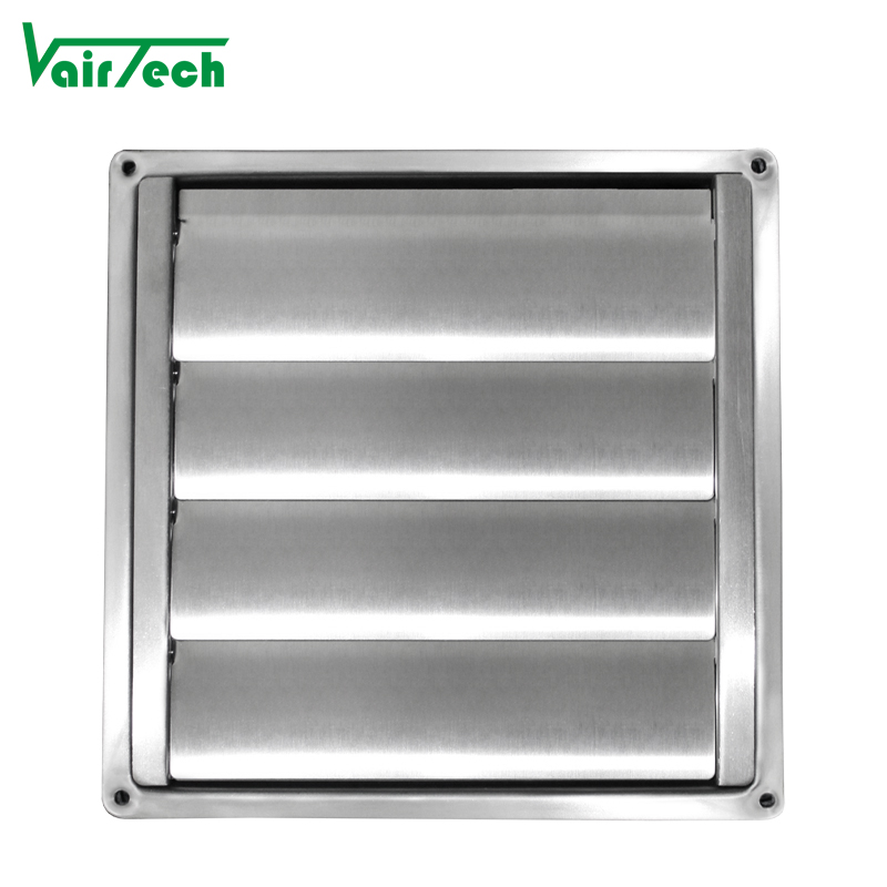 Stainless Steel Louver Vent Cover with Gravity Flaps Rainproof HVAC Exhaust Hood for Outdoor Air Conditioning & Ventilation