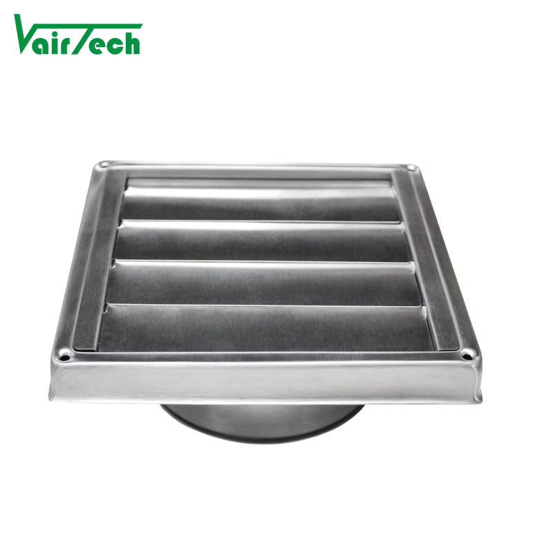 Stainless Steel Louver Vent Cover with Gravity Flaps Rainproof HVAC Exhaust Hood for Outdoor Air Conditioning & Ventilation