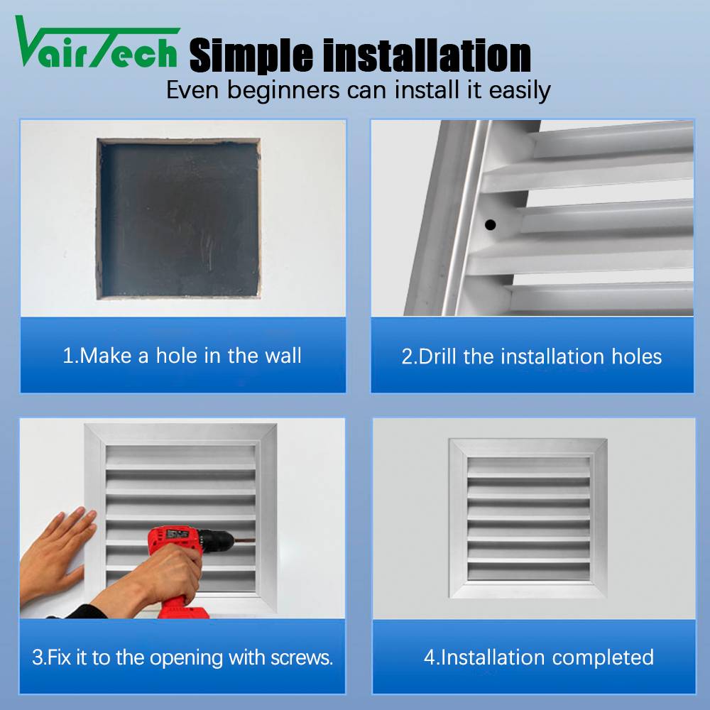 Waterproof Louver Aluminum Outdoor Return Air Grille Wallmount Exhaust Ventilation Rainproof Louver