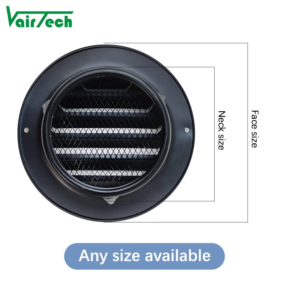 Modern Design Flat Grille Stainless Steel Air Outlet Exterior Wall Rainproof Vent Breathable Cap Exhaust Vent Aluminum Alloy