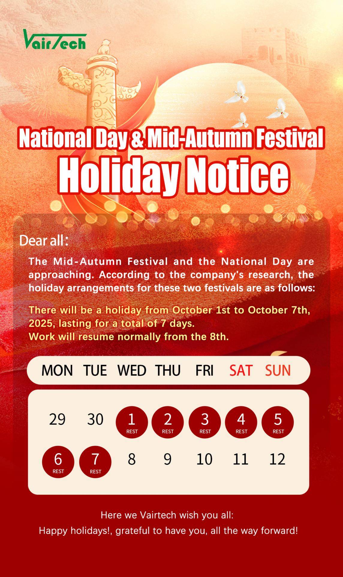 Holiday Notice: National Day & Mid-Autumn Festival 2025