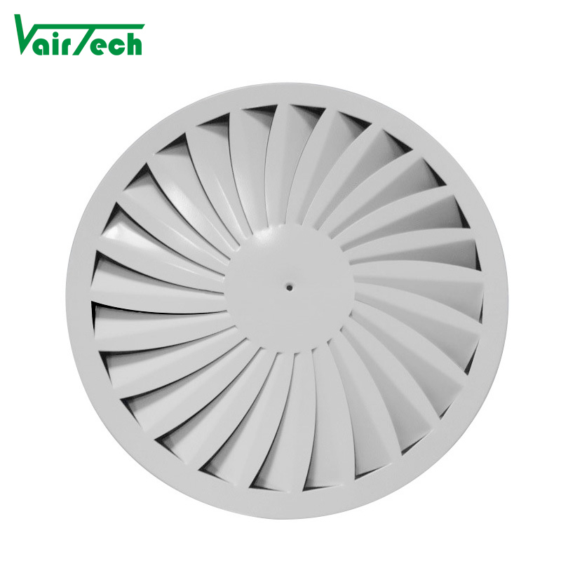 Air Supply Grilles Circular Ceiling Swirl Diffusers For High Room Air Change Rates